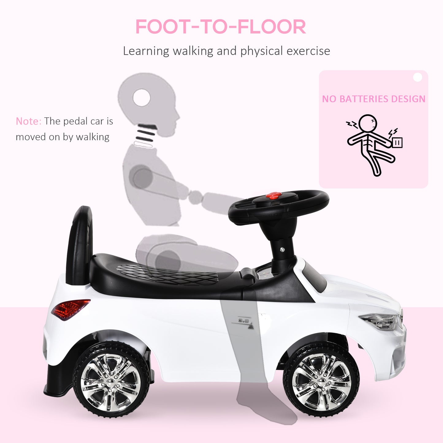 Ride on Sliding Car Baby Toddler Horn Music Working Lights Storage No Power