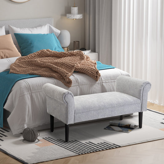 HOMCOM Deluxe Linen Bed End Arm Bench Bedside Bench Footstool Home Decor