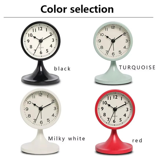 Nordic Metal Round Silent Bedside Alarm Clock