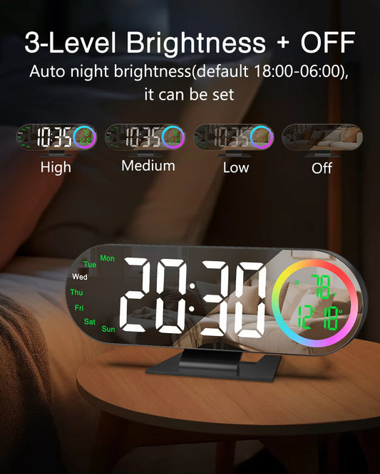 ORIA 8.5'' LED Mirror Clock with RGB Light