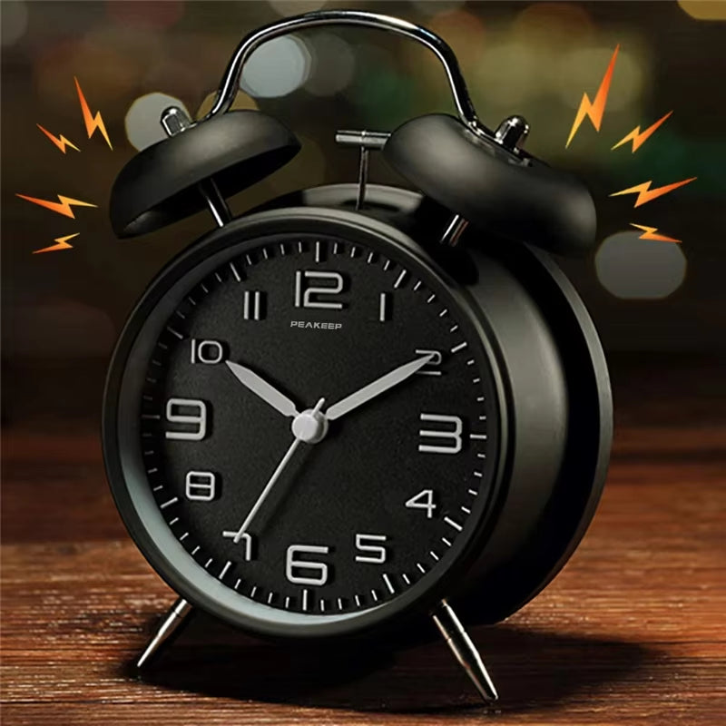 4'' Twin Bell Loud Alarm Clock with Backlight