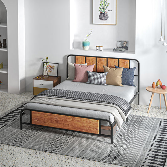 Bed Frame with Footboard and under Bed Storage Rustic Brown