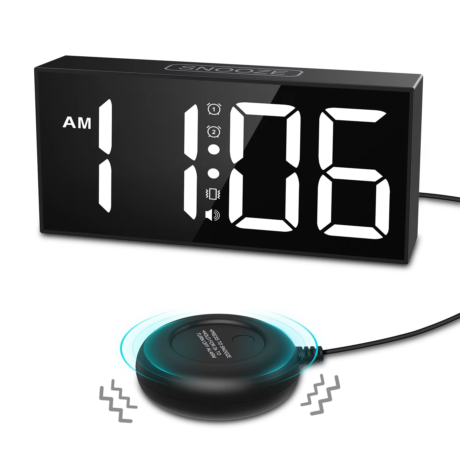 ORIA 7.5" Vibrating LED Alarm Clock