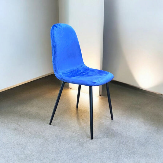 Blue Velvet Dining Chair Blue Padded Metal Legs for Kitchen Chair Home Decor