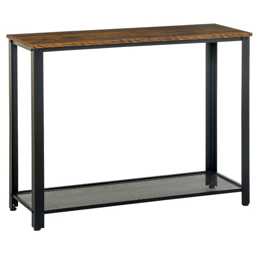 2-Tier Console Table Side/End Table W/ Mesh Shelf Entryway Hallway Furniture