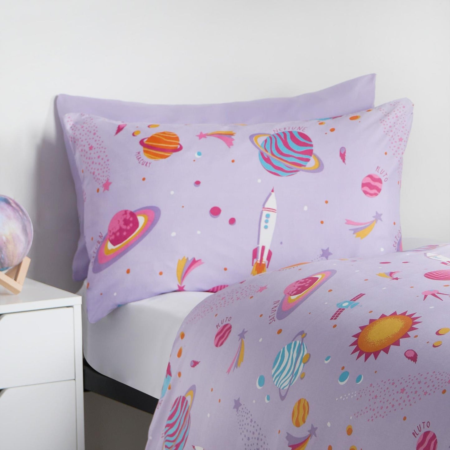 Stars Reversible Duvet Cover Set Soft Quilt with Pillowcase Space Kids Bedding