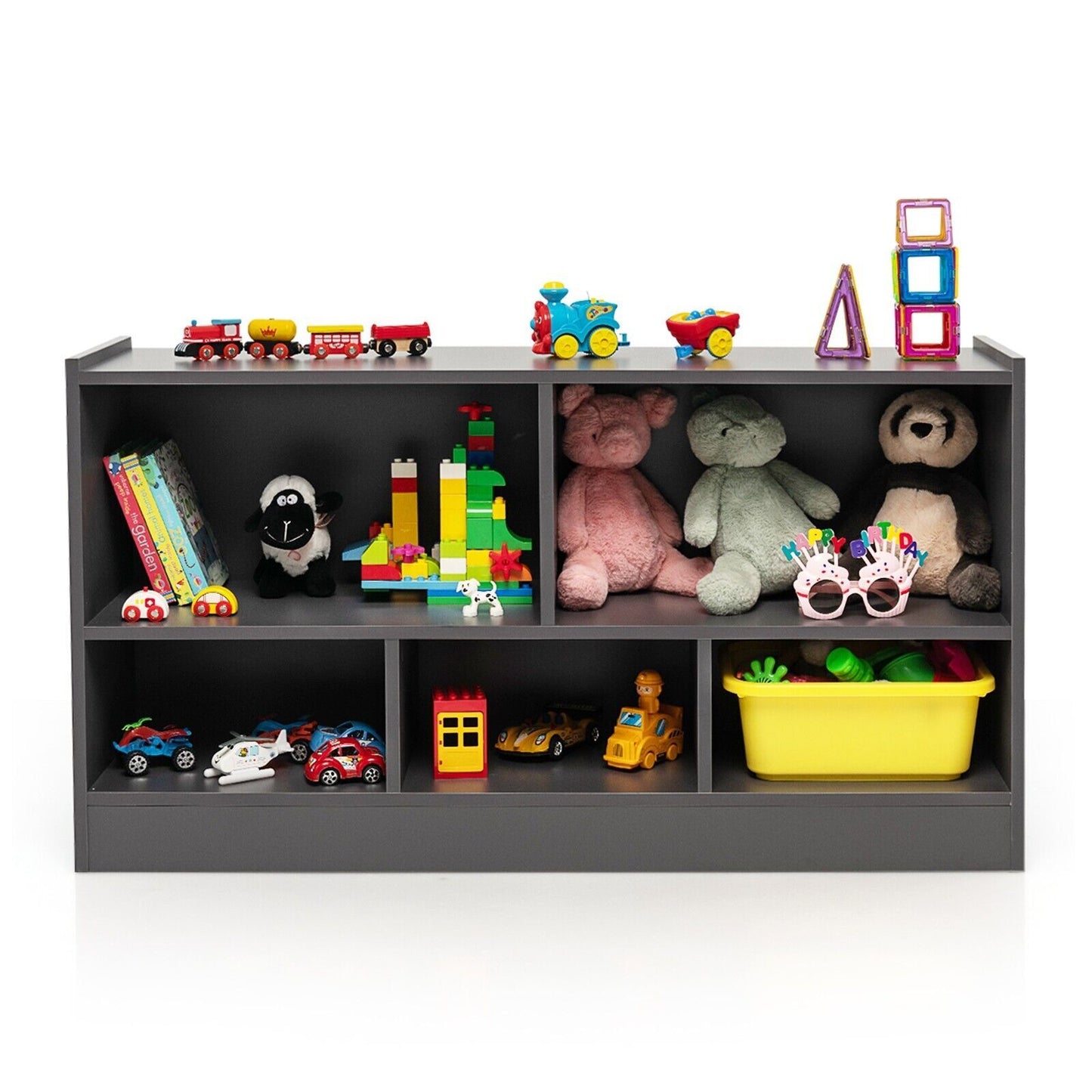 Kids Storage Shelf Unit 5-Cubby Wooden Children Bookcase Toy Storage Organizer