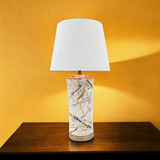 Large Modern Gold Ceramic Table Lamp Shade Abstract Oriental Hall Light 64Cm