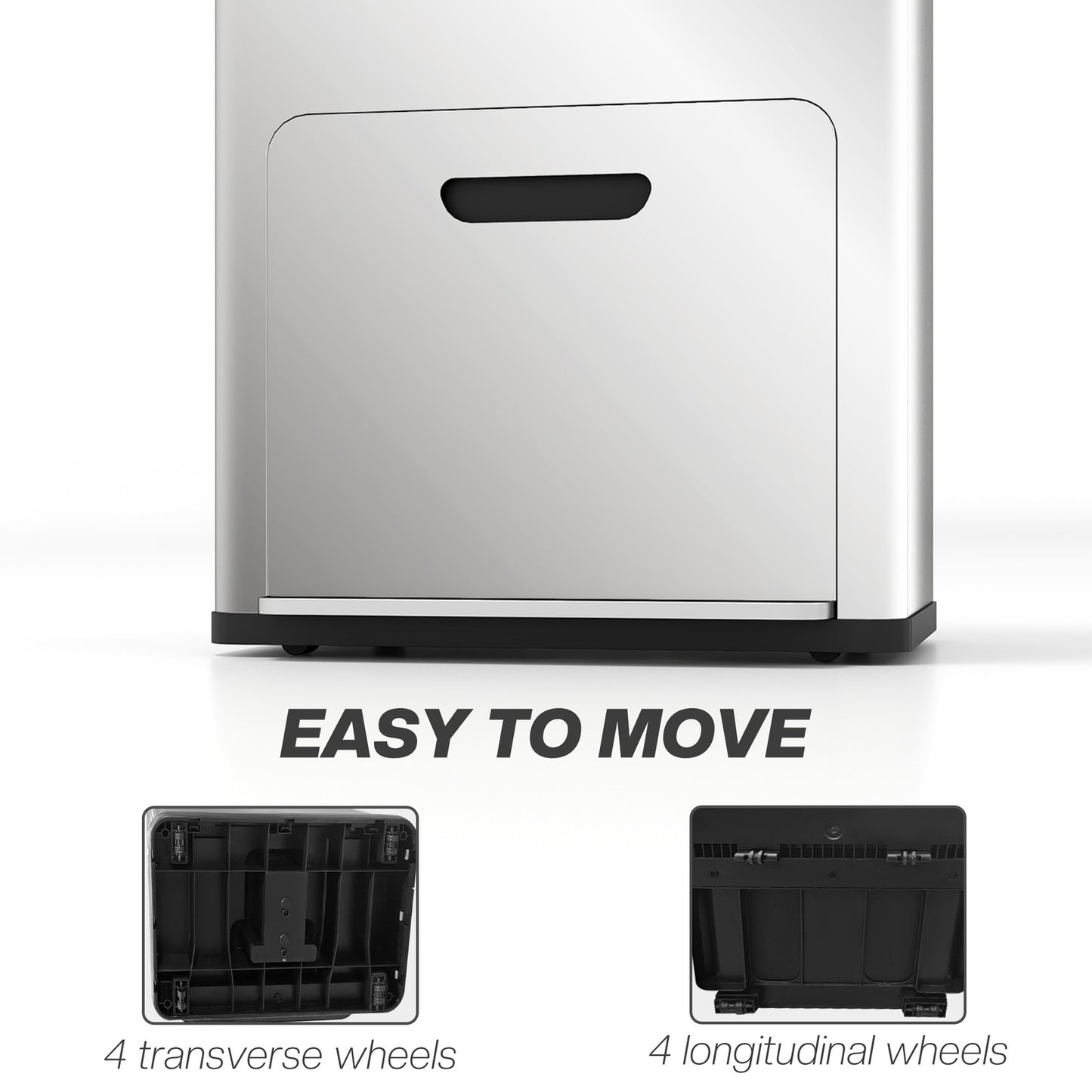 3 Compartment Kitchen Bin, Stainless Steel Pedal Bin for Recycling and Waste