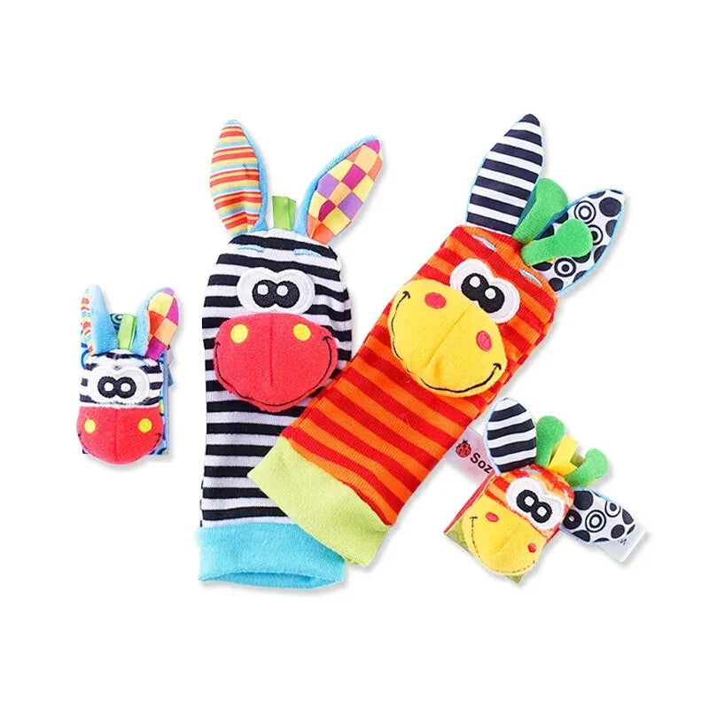 4 Pcs Baby Wrist Rattles Socks Toys, Newborn Wristband Rattles & Foot Finder