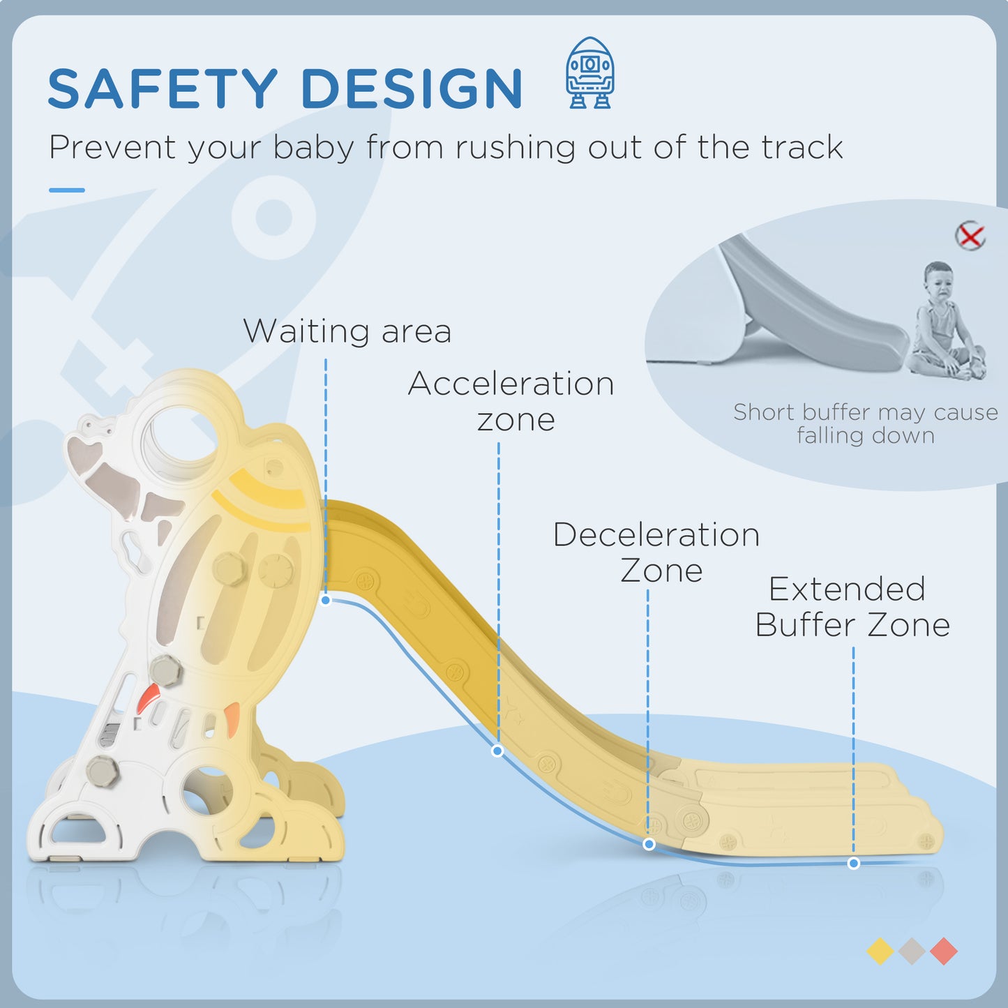 Kids Slide Indoor Freestanding Baby Slide Space Theme for Ages 1.5-3 Years