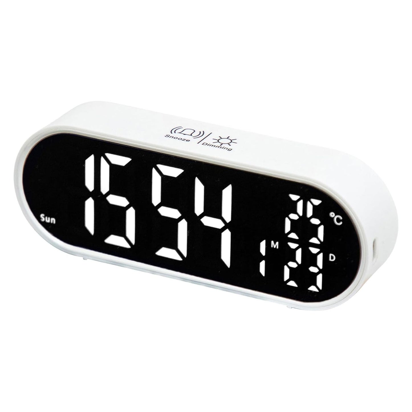 Rechargeable LED Mirror Alarm Clock 2 Alarms