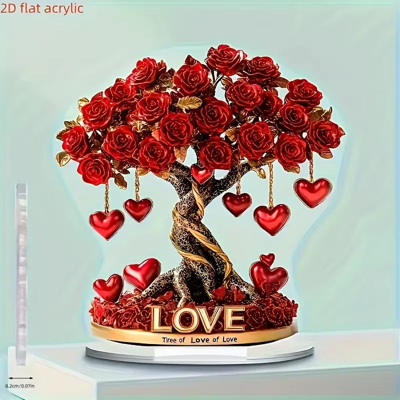 Crystal Heart Rose Tree Valentine Decor