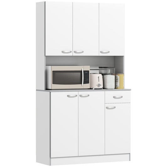 Kitchen Storage Cabinet with 6 Doors, Drawer, Adjustable Shelves