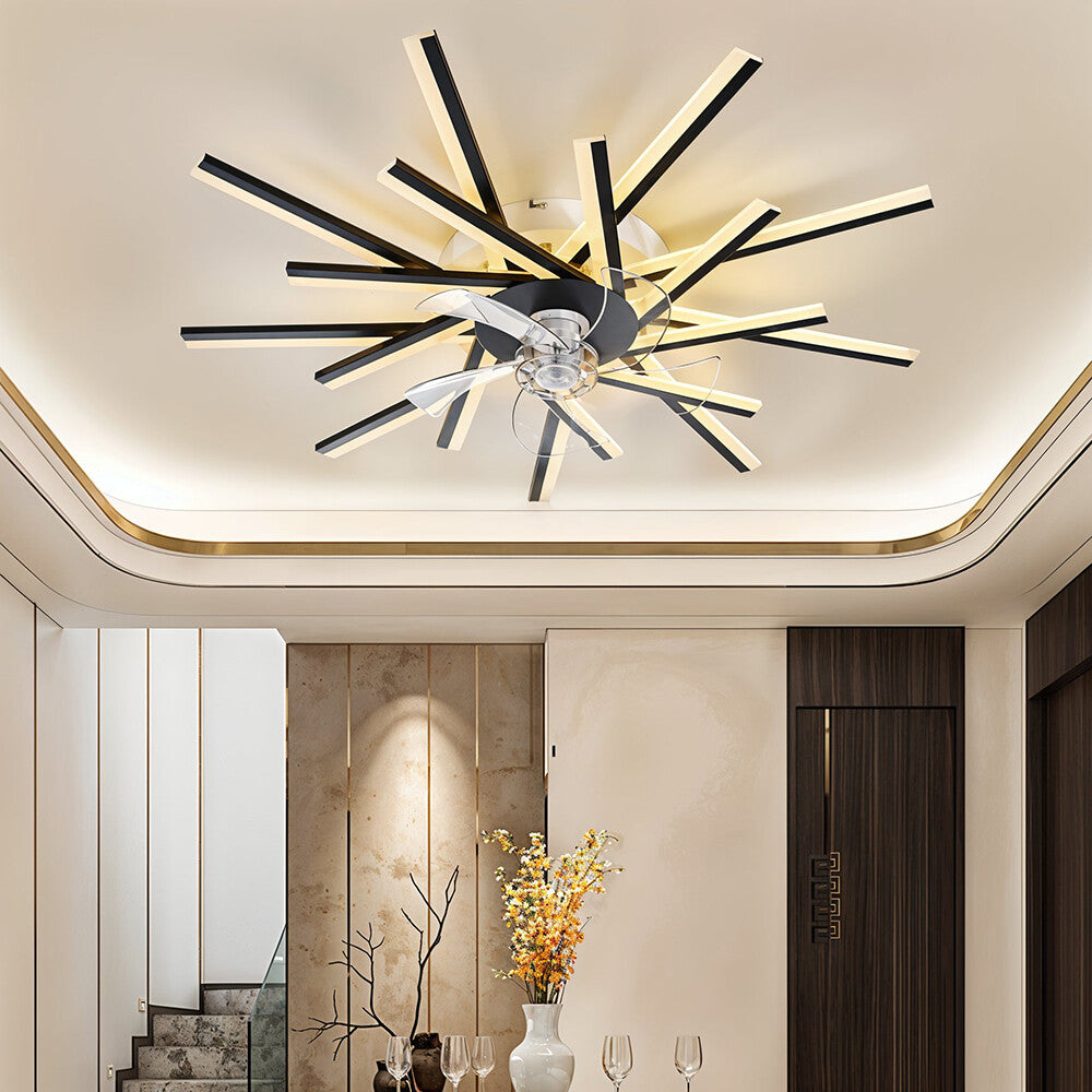 6 Speed Large LED Ceiling Fan with Lighting LED Light Adjustable Wind + Remote