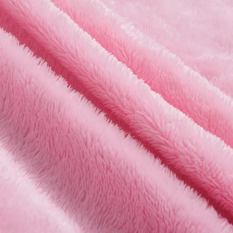 Teddy Fleece Duvet Cover & Pillowcase Bedding King Size Soft Warm Pink Colour