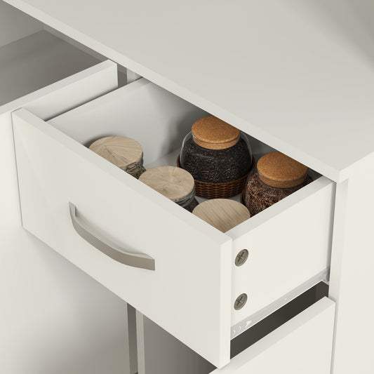 Kitchen Storage Cabinet with 6 Doors, Drawer, Adjustable Shelves