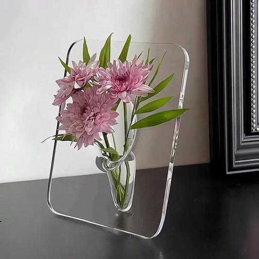Clear Acrylic Frame Flower Vase Modern Decor