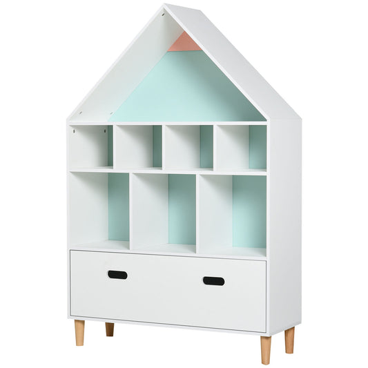 Kids Bookshelf Chest W/ Drawer Cubes Baby Toy Wood Organizer Display Stand