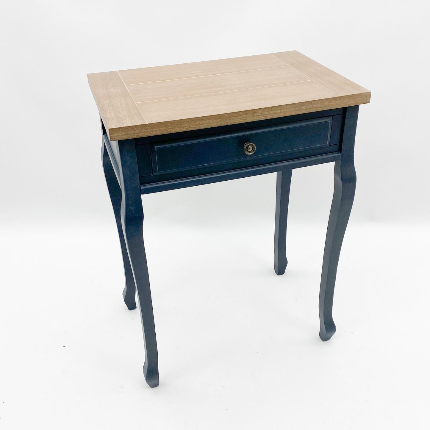 Blue Bedside Table Classic 78CM Solid Wooden Top Furniture 1 Drawer for Bedroom
