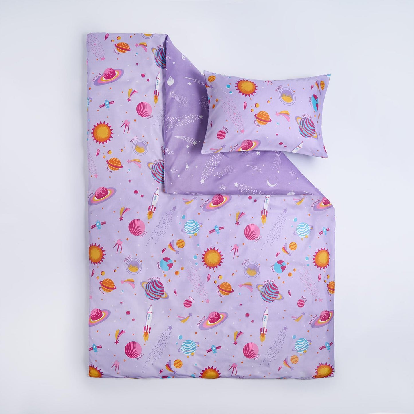Stars Reversible Duvet Cover Set Soft Quilt with Pillowcase Space Kids Bedding