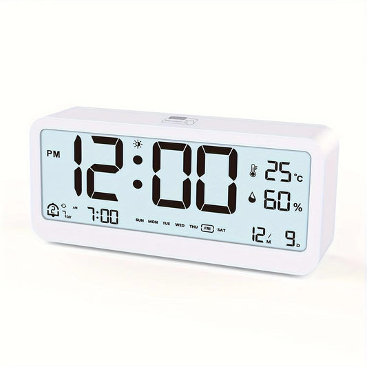 LED Digital Alarm Clock with Temp & Humidity