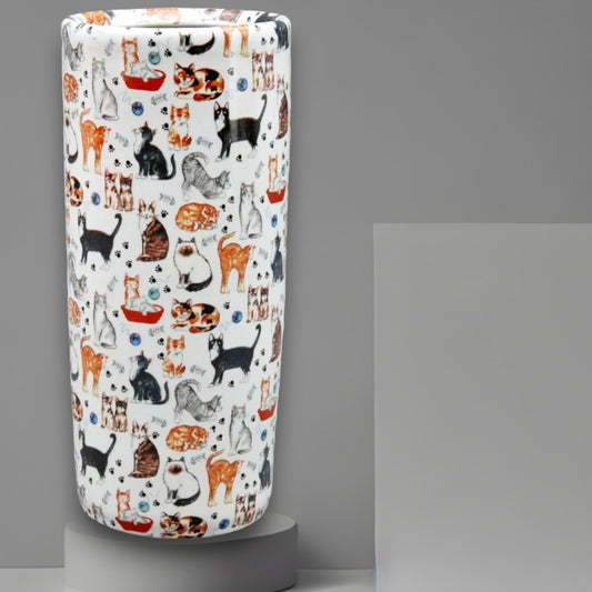 Classic Ceramic Colourful Cat Design Umbrella round Stand for Office, Home Decor
