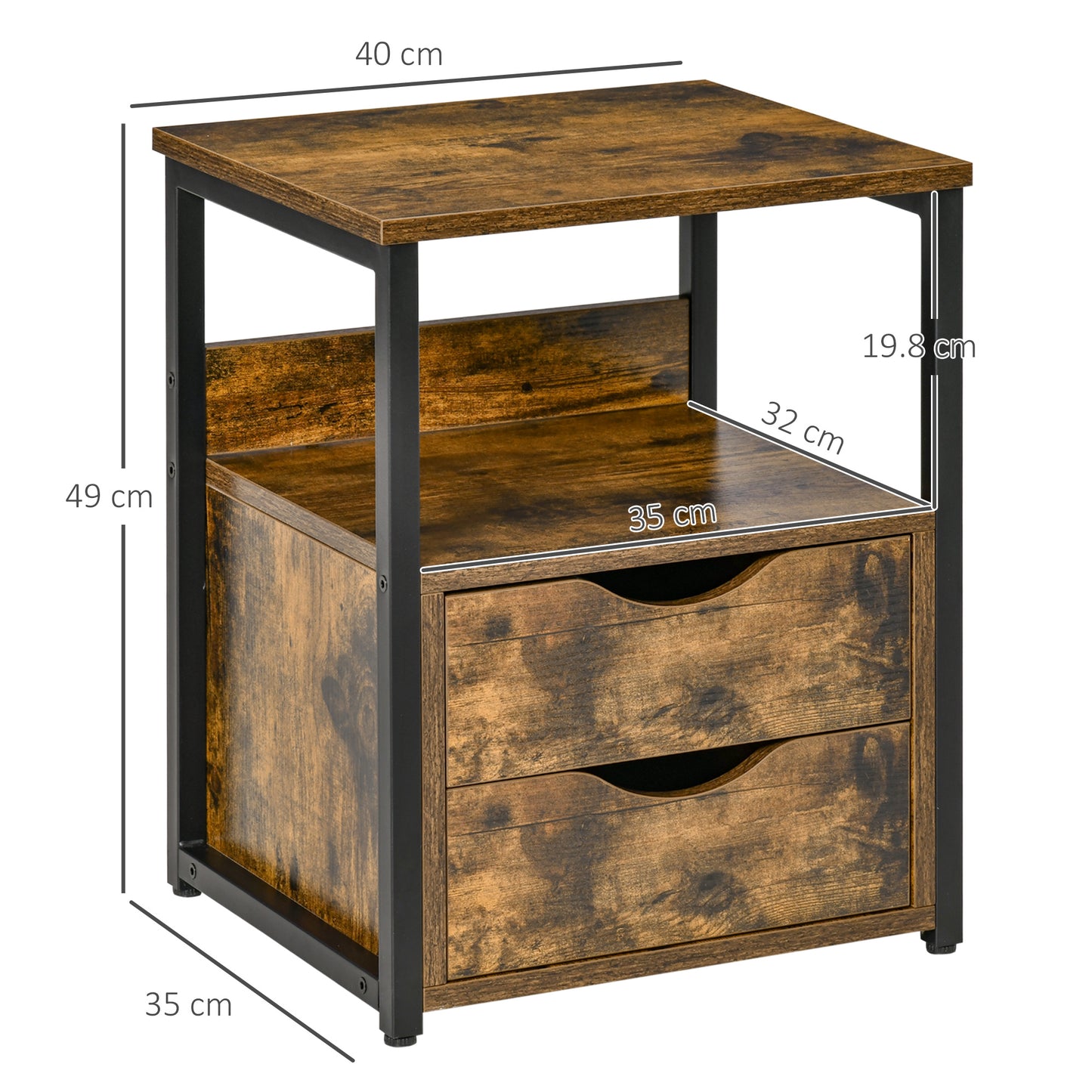 Bedroom Accent End Table with Shelf and Drawer