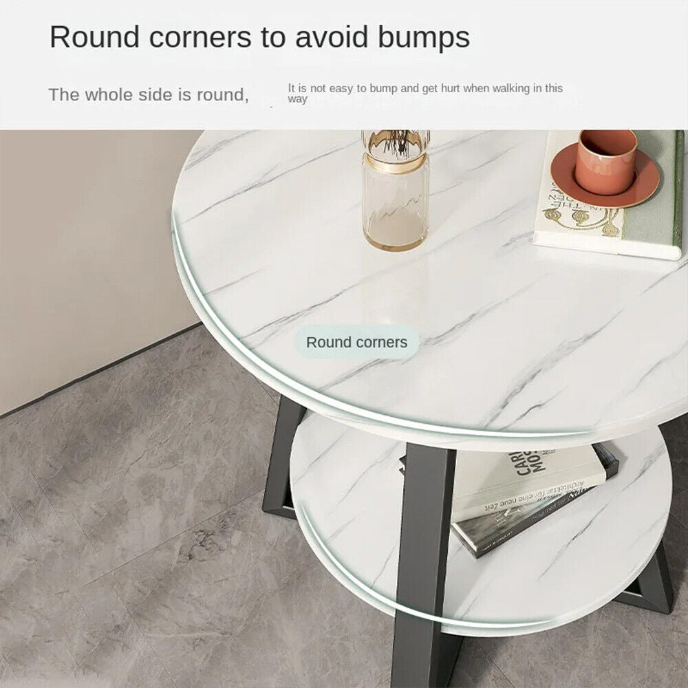 Small round Sofa Side Table Coffee End Table 2 Tier Shelf Living Room Bedroom