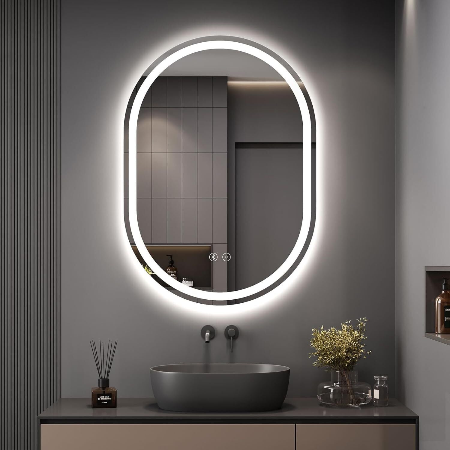 Dripex 500 X 700 Mm Bluetooth Oval Bathroom LED Mirror, Illuminated Bathroom 3