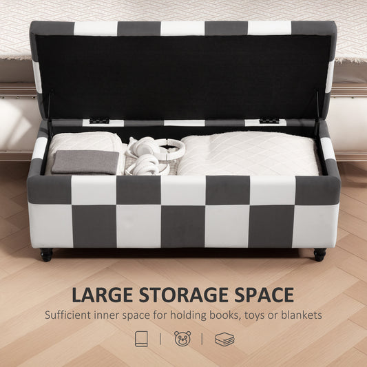 114 X 47 X 47Cm Velvet Storage Ottoman with Lid for Living Room Bedroom