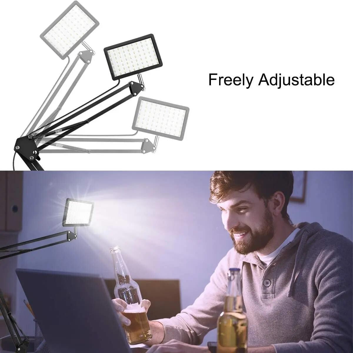 LED Photography Light with Adjustable Arm Stand for Selfies, Streaming & Studio