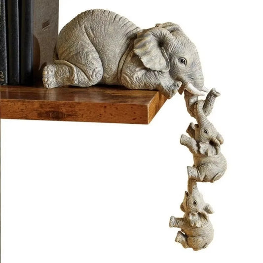 3PCS Cute Elephant Resin Figurine Set