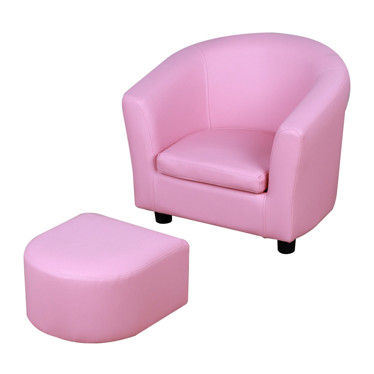 Kids Sofa Set Children Armchair Thick Padding Toddler Chair with Ottoman Pink