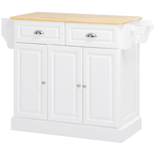 Kitchen Storage Trolley with Adjustable Shelf Rolling Kitchen Island White