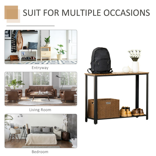 2-Tier Console Table Side/End Table W/ Mesh Shelf Entryway Hallway Furniture