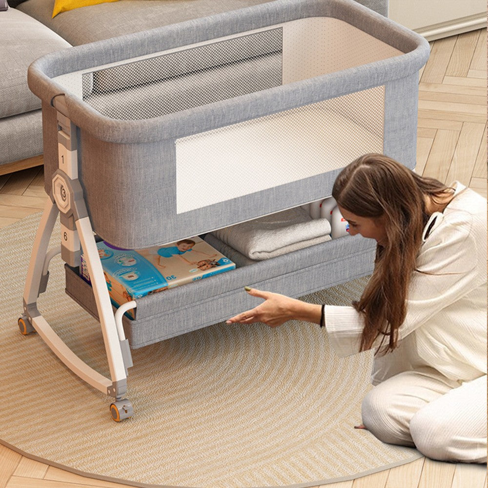 3In1 Baby Bedside Crib Sleeper Bassinet Height-Adjusta