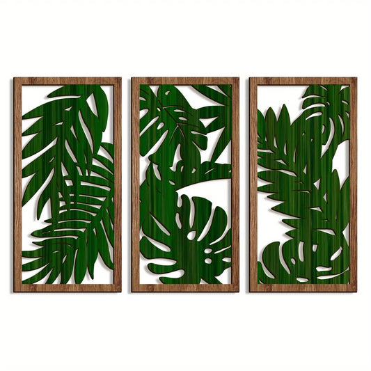 3PCS Boho Wooden Leaf Wall Hanging Decor