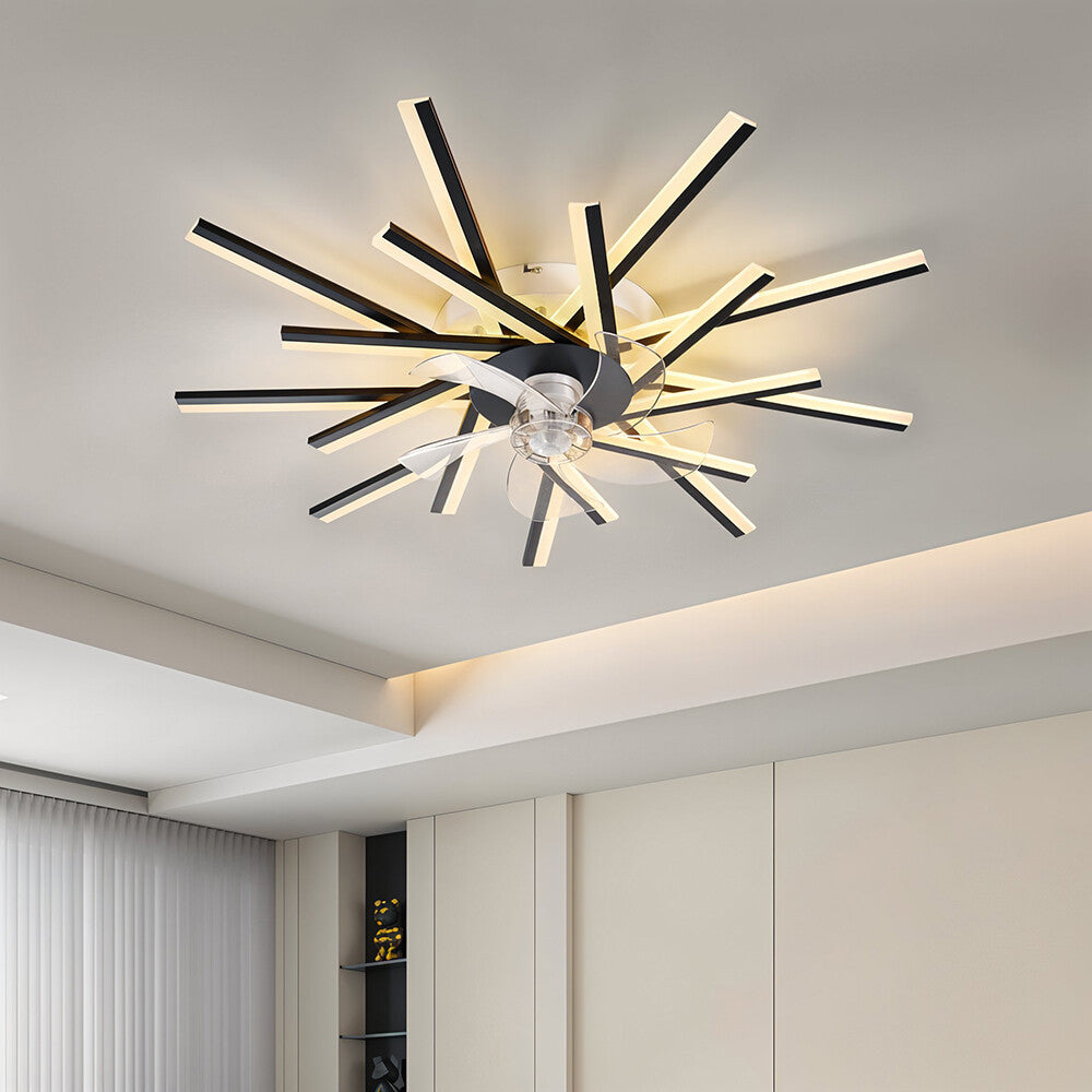 6 Speed Large LED Ceiling Fan with Lighting LED Light Adjustable Wind + Remote