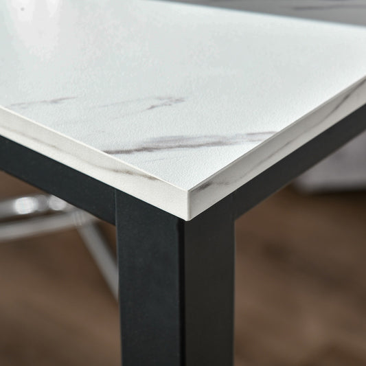Adjustable Bar Table for Breakfast and Dining - White and Black with Footpads