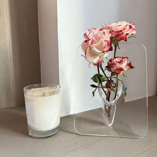 Clear Acrylic Frame Flower Vase Modern Decor
