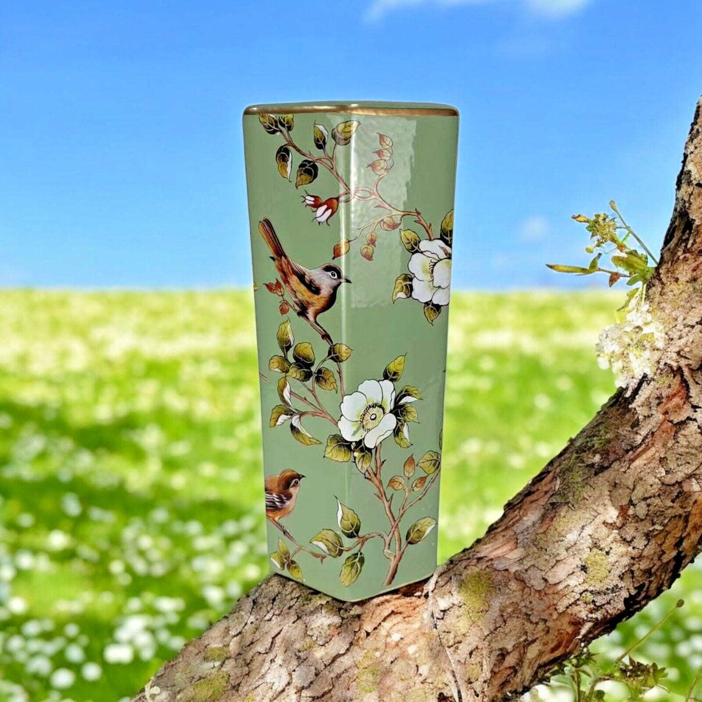 Durable & Stylish Ceramic round Bird Floral Umbrella Stand for Home, Office Use