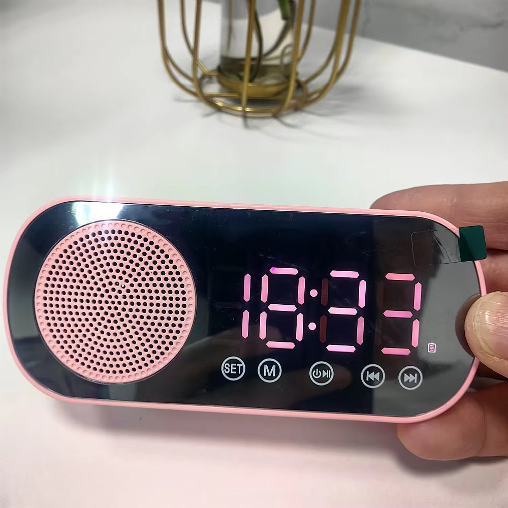 Mini Mirror LED Alarm Clock with FM Speaker