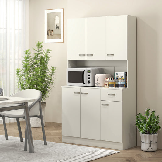 Kitchen Storage Cabinet with 6 Doors, Drawer, Adjustable Shelves