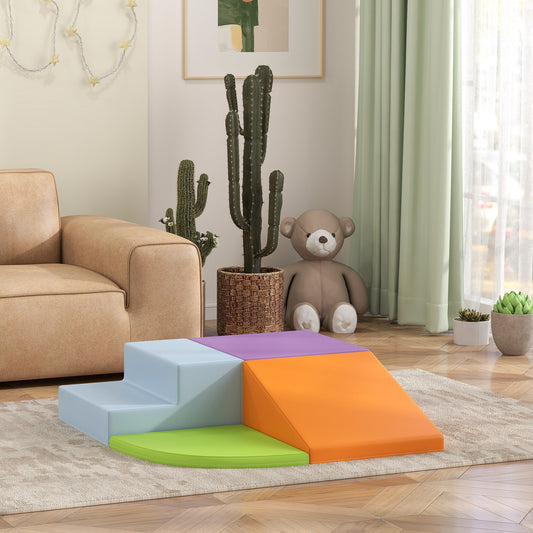 HOMCOM 4-Piece Soft Play Set Climb and Crawl Foam Activity Toys Orange