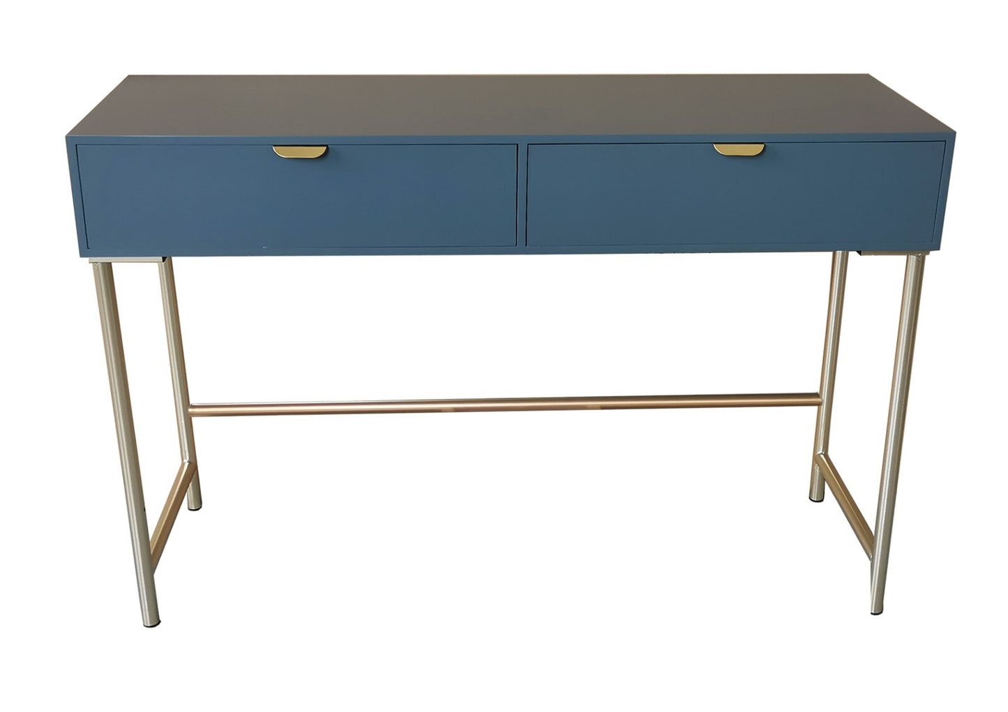 Blue 2 Drawer Console Table Shelf Hallway Side End Dressing Table Desk White