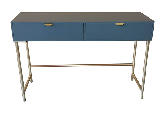 Blue 2 Drawer Console Table Shelf Hallway Side End Dressing Table Desk White