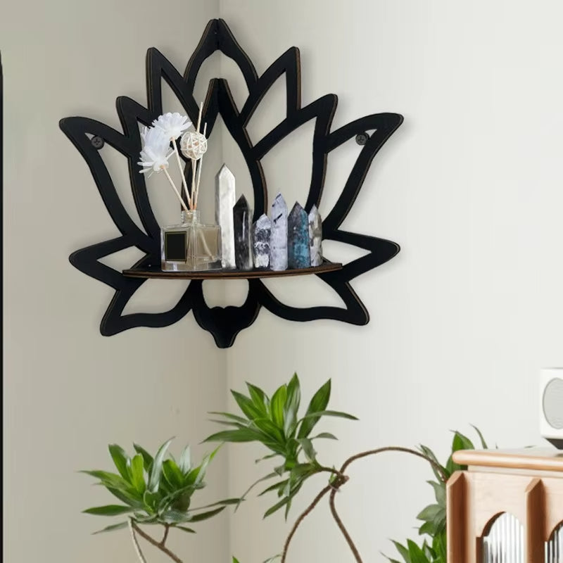 Wooden Lotus Wall-Mounted Aromatherapy Shelf