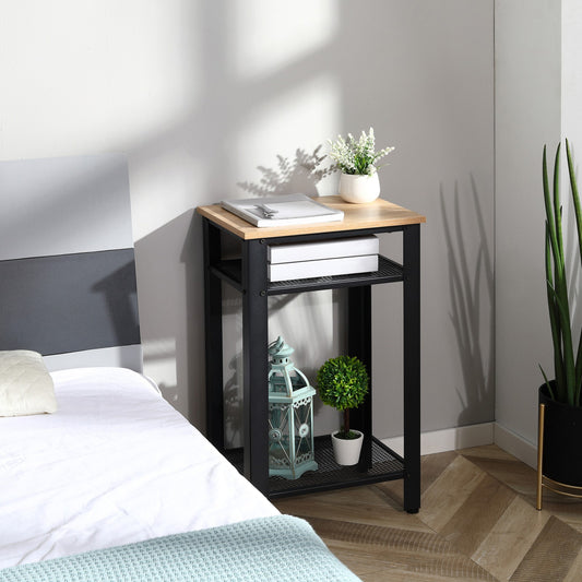 Modern Side Table with 2-Tier Shelves End Table for Bedroom, Living Room