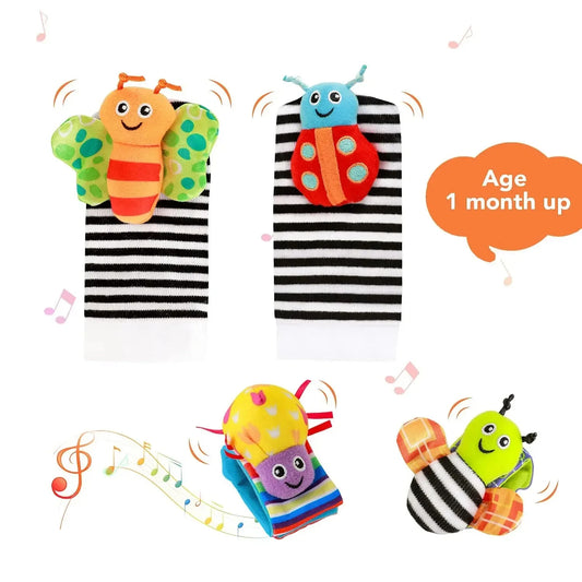 4 Pcs Baby Wrist Rattles Socks Toys, Newborn Wristband Rattles & Foot Finder